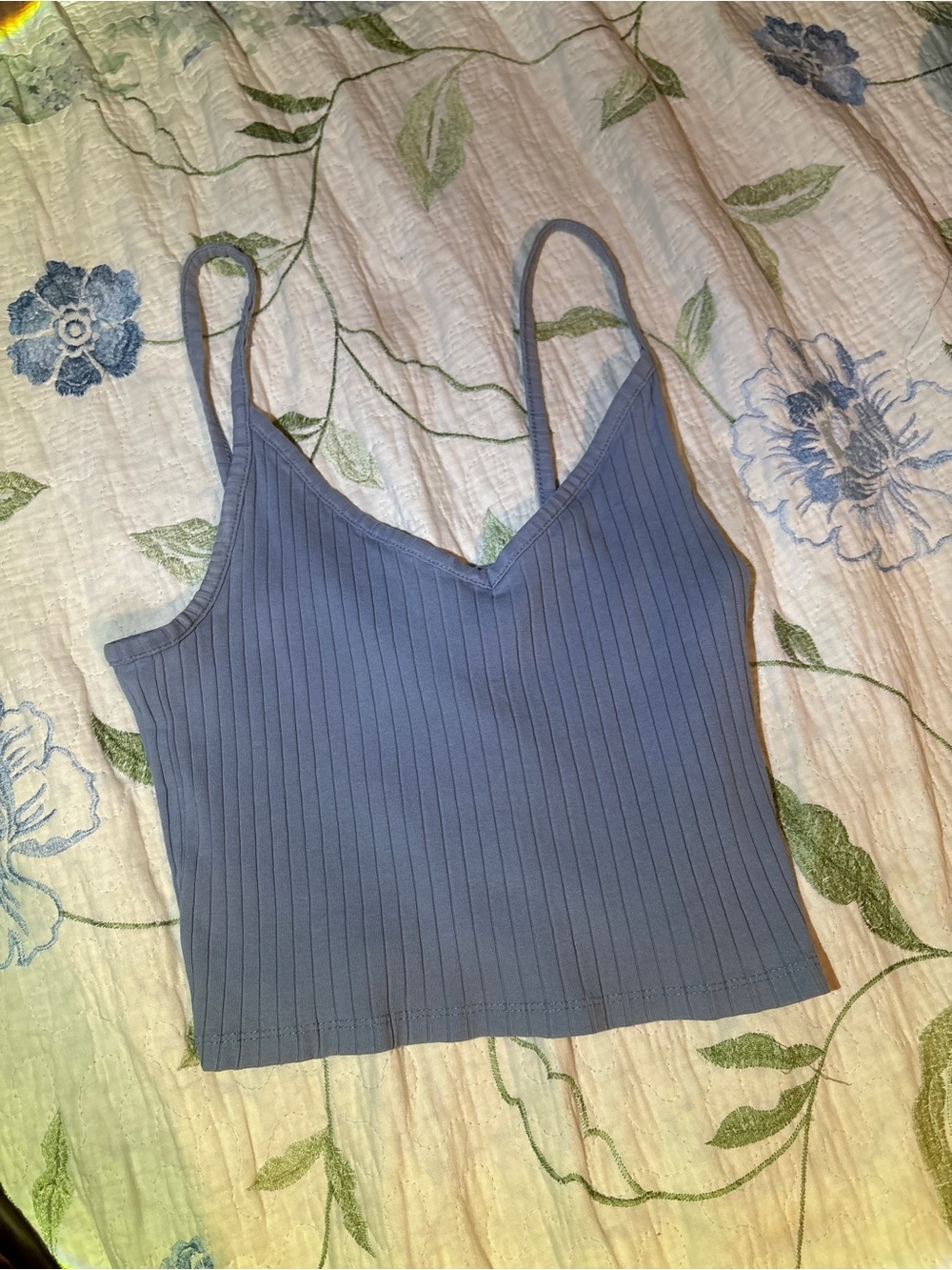 H&M Slate Blue Ribbed V-Neck Cami